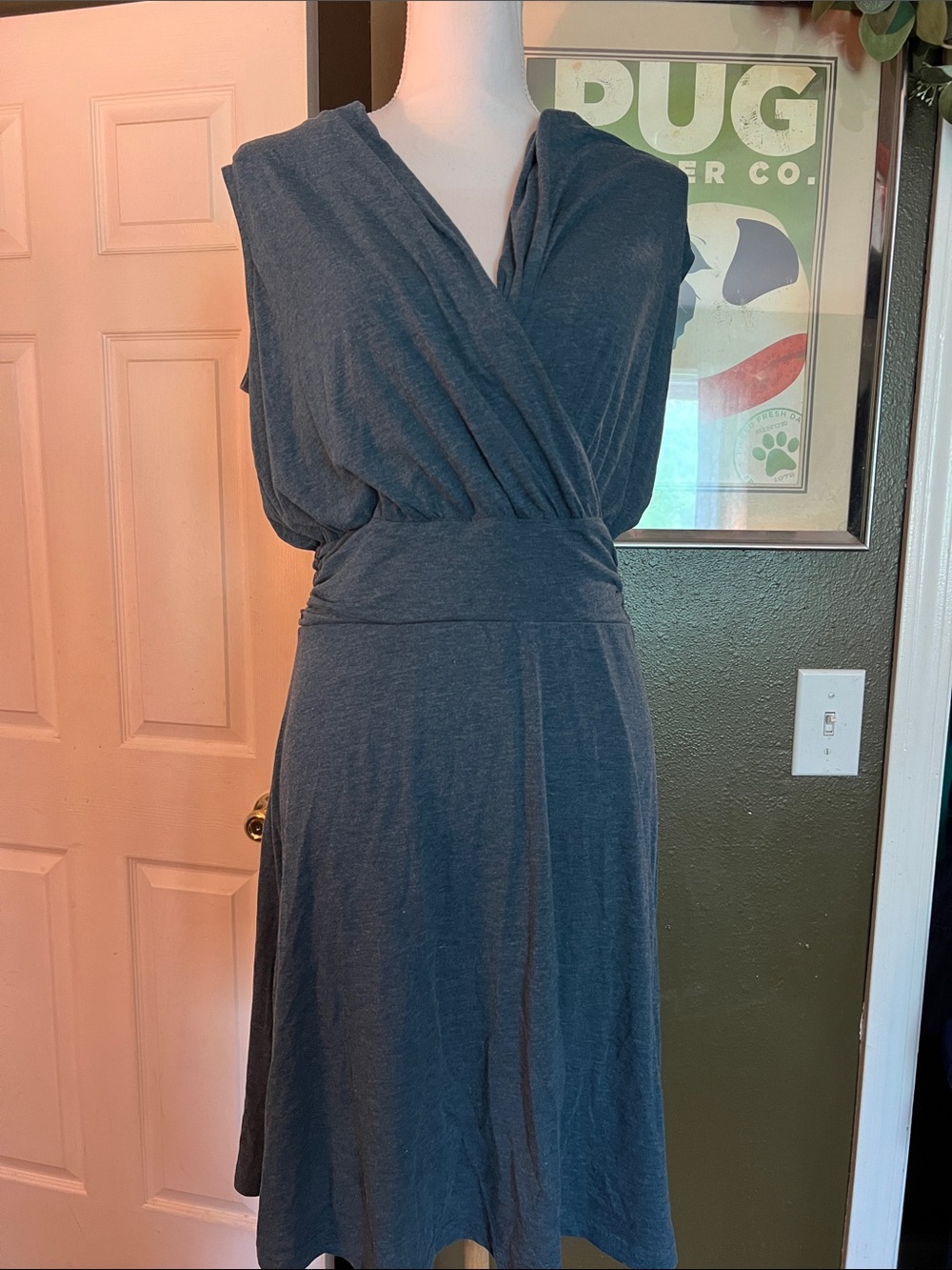 Prana Sleeveless V-Neck Casual Faux Wrap Dress